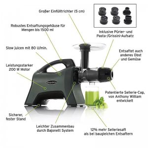 Bild 1 zu Artikel Entsafter Omega Juicers MM1500, gunmetal 