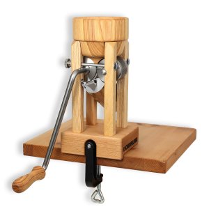 Bild 2 zu Artikel Eschenfelder Kornquetsche mit Holztrichter, Säulen+Kurbelgriff aus Eschenholz und Tischklemme 